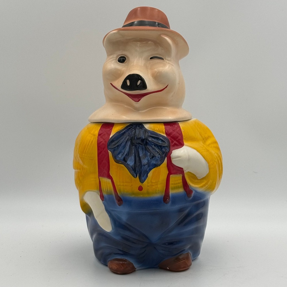 McCoy Vintage Winking Pig Ceramic Cookie Jar Pottery Anthropomorphic